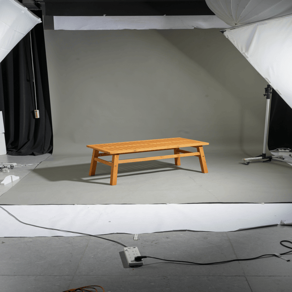 Solid Cedar Wood Accent Table with Slatted Tabletop