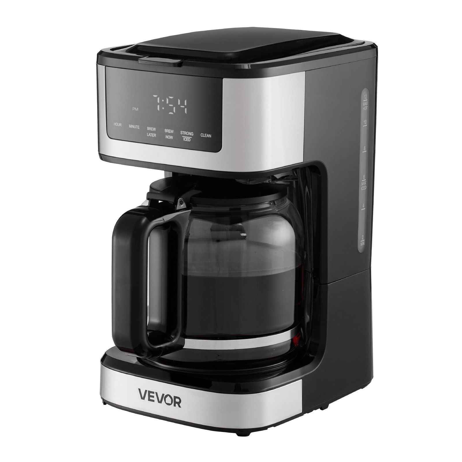 VEVOR Programmable Coffee Maker, 12 Cup Programmable Drip Coffee Makers with Touch Screen, 4-Hour Keep Warm Coffee Makers Drips, 2 Brew Strengths Drip Coffee Machine for Home, 24-Hour Programmable