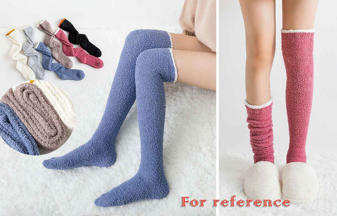 Soft Fuzzy Over Knee Stockings Thigh High Slipper Socks