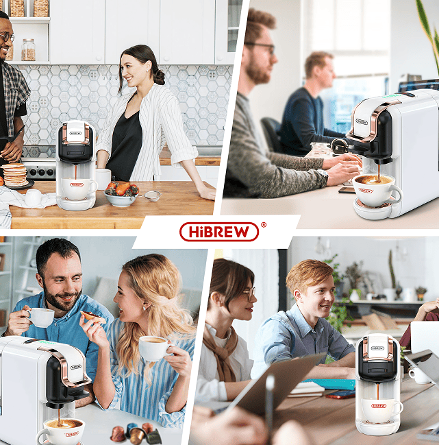 PSH2B-BK (ST514K) 5-in-1 automatic espresso machine with water level line, capsule coffee machine 19Bar hot and cold extract French Mocha Italian 600L water tank espresso, Touch Sense 1450W Kcup cap