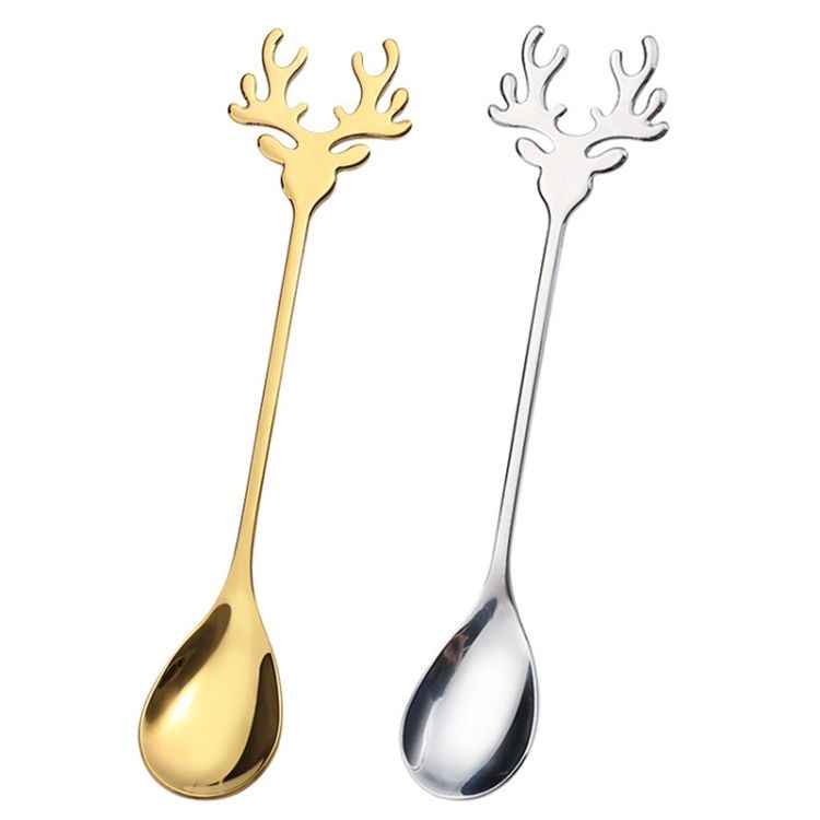 4pcs Pack Christmas Deer Stirring Spoon Coffee Dessert Scoop