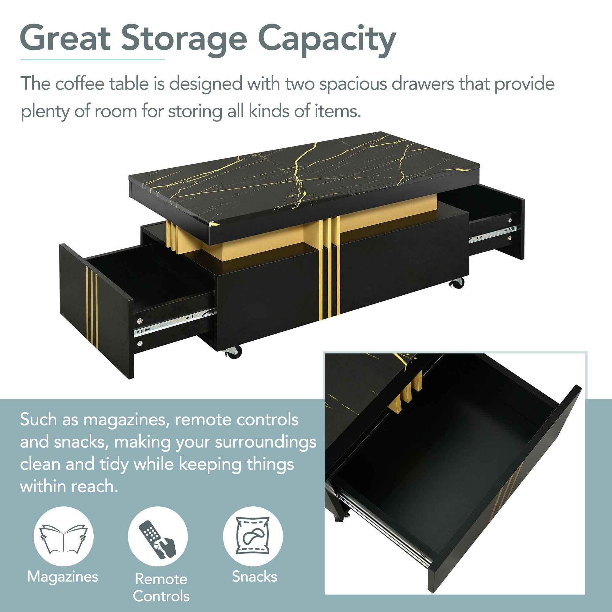 TREND Contemporary Coffee Table with Faux Marble Top