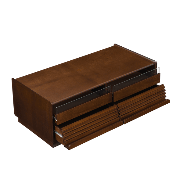 Modern Rectangle Coffee Table with 4 Drawers and 2 Display
