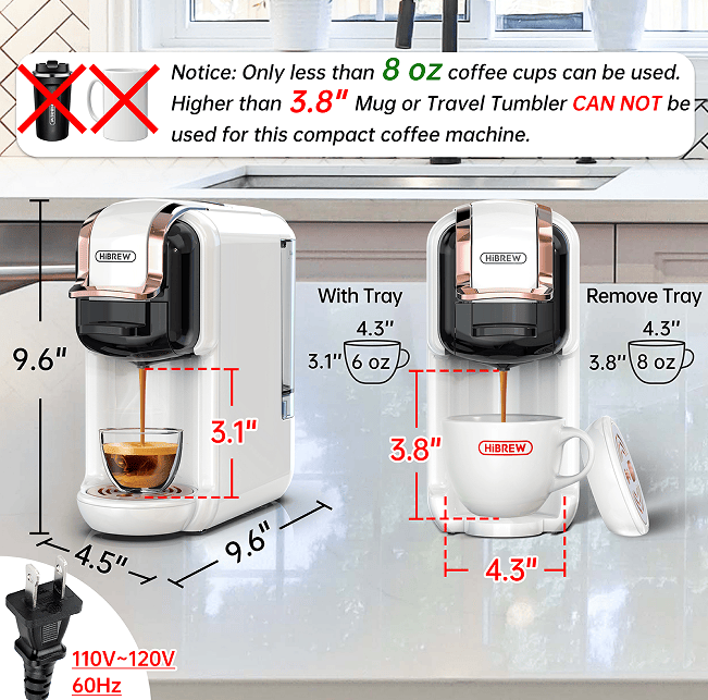 PSH2B-BK (ST514K) 5-in-1 automatic espresso machine with water level line, capsule coffee machine 19Bar hot and cold extract French Mocha Italian 600L water tank espresso, Touch Sense 1450W Kcup cap