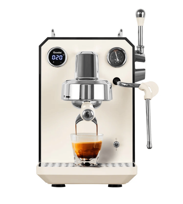 PSG3006W American-style espresso machine, semi-automatic coffee maker with 1450W power output and 15Bar espresso extraction capacity. Features ULKA high-pressure pump, 1.7L water tank, steam milk fro