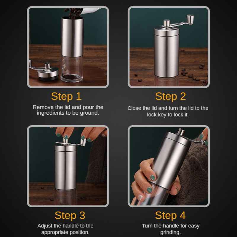 Manual Coffee Grinder Stainless Steel Hand Adjustable Steel Core Burr For Kitchen Portable Coffee Mills Coffee Espresso Press