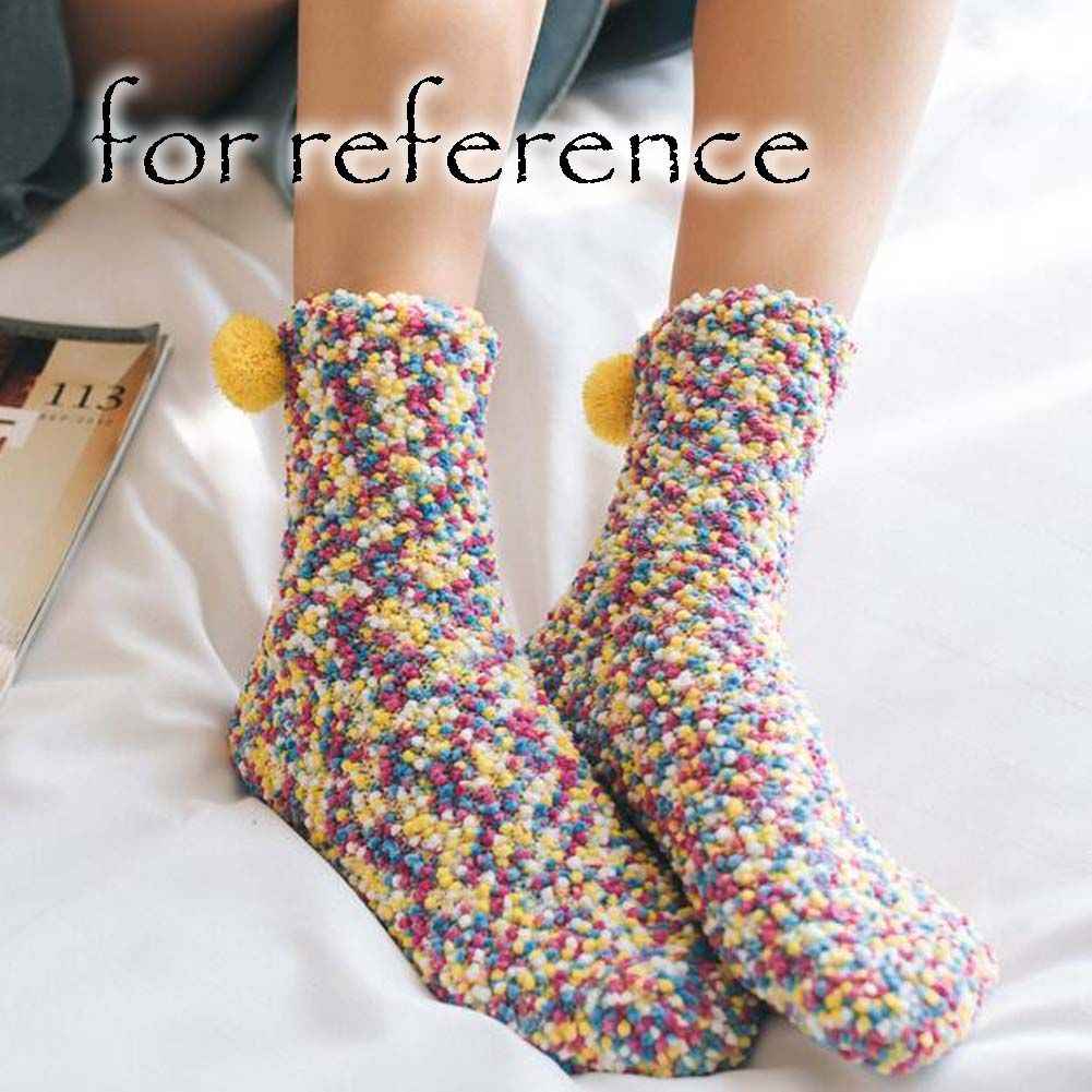 Winter Warm Coral Fleececalf Colourful Purple Womens Socks