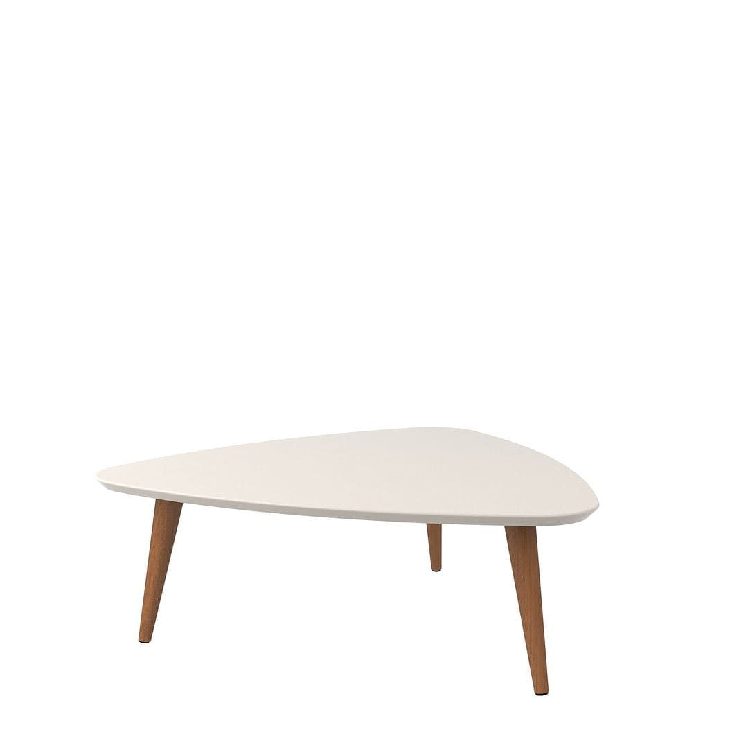 Coffee Table with Splayed Legs in Off White and Maple Cream