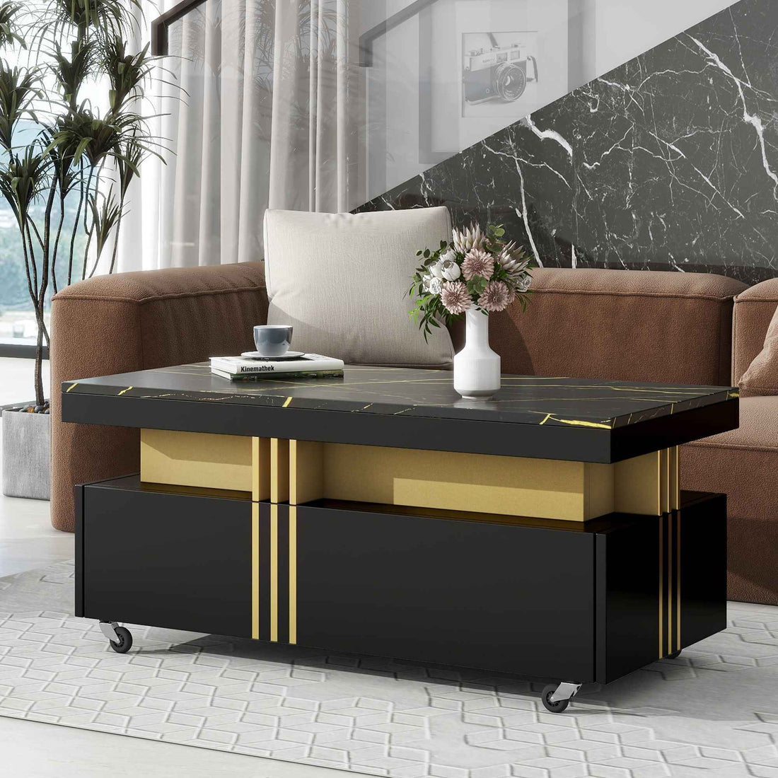 TREND Contemporary Coffee Table with Faux Marble Top