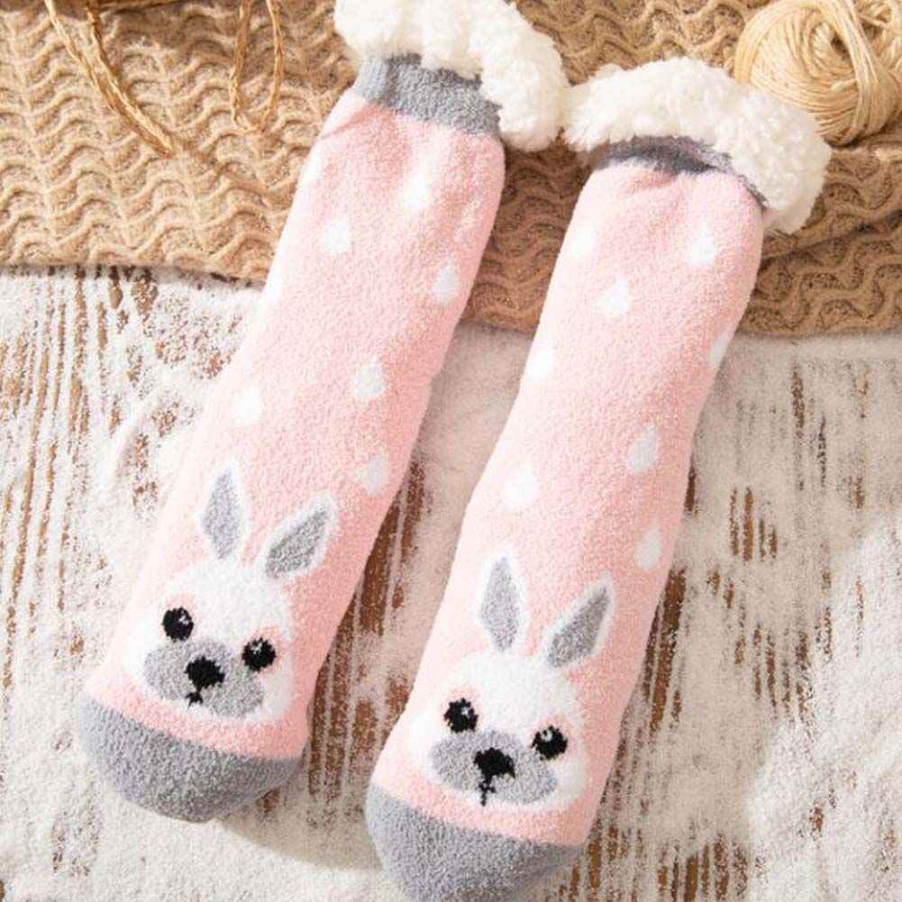 Pink Rabbit Winter Thick Plush Socks Women Warm Indoor Floor