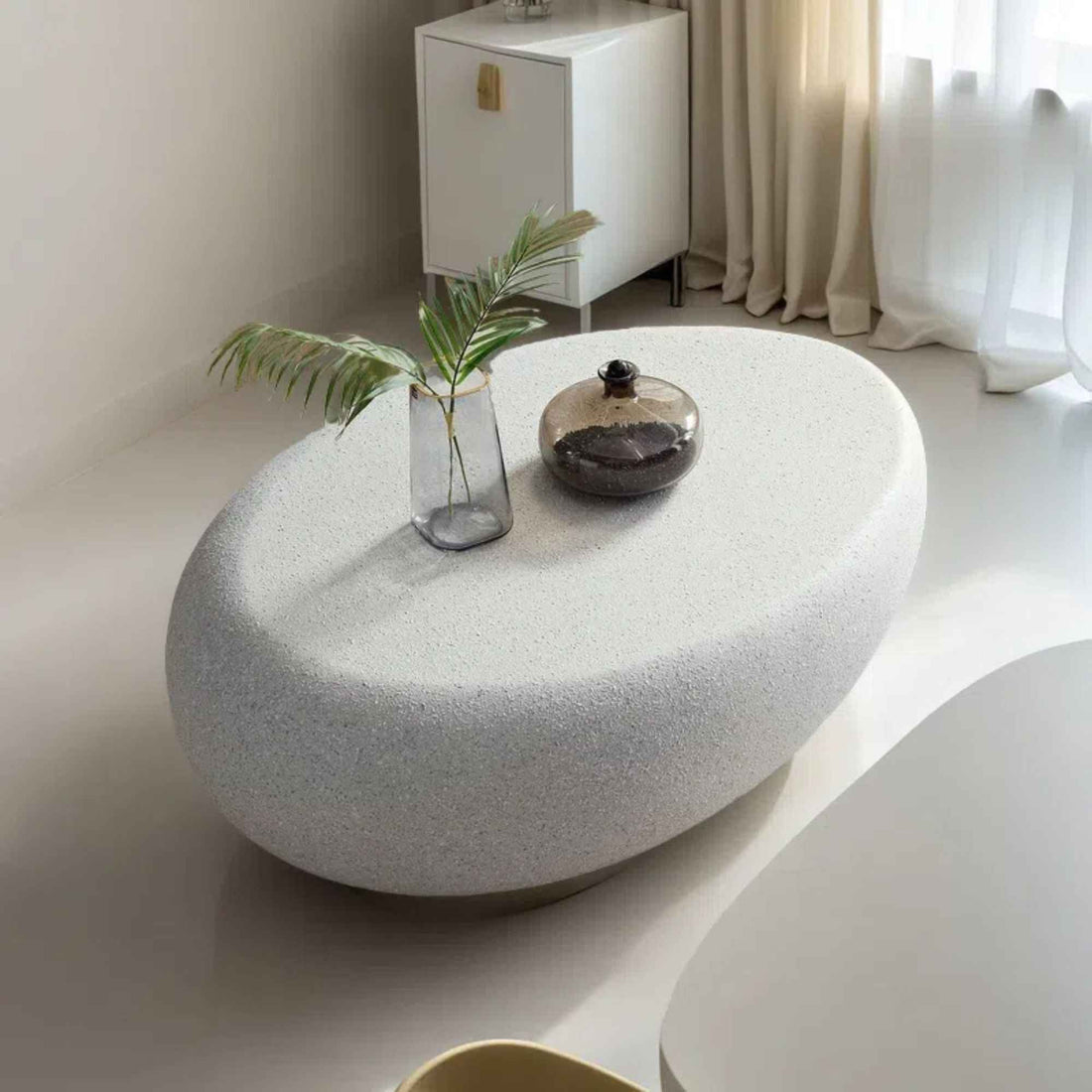 Fiberglass Elliptical Coffee Table for Living Room Vintage