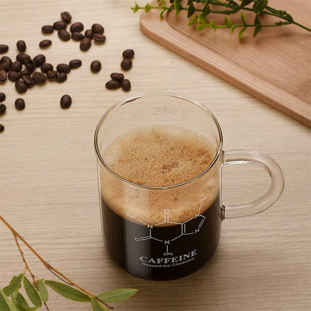 1 PCS Transparent tape with high borosilicate glass cup, coffee cup, coffee sharing cup with scale identification
