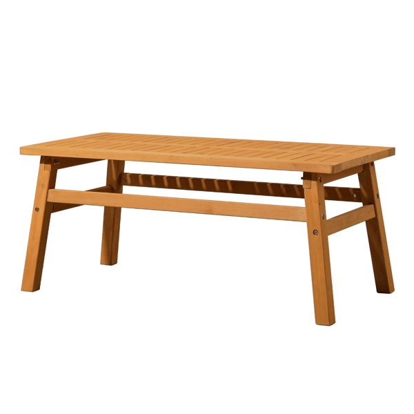 Solid Cedar Wood Accent Table with Slatted Tabletop