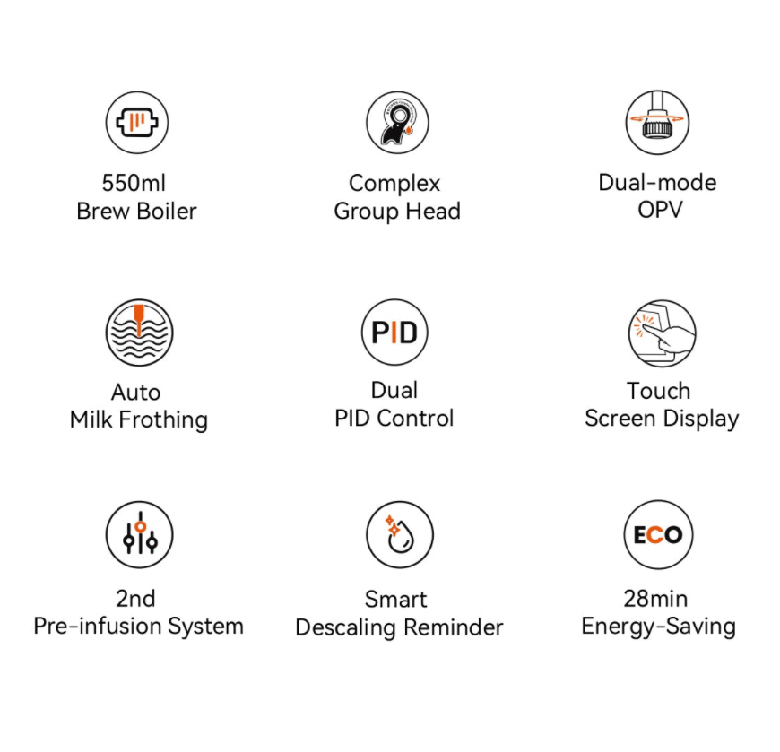 PSG3028A American-style espresso machine, semi-automatic coffee maker with 1450W power and 15Bar espresso extraction. Features ULKA high-pressure pump, 1.7L water tank, ivory white finish, steam mil