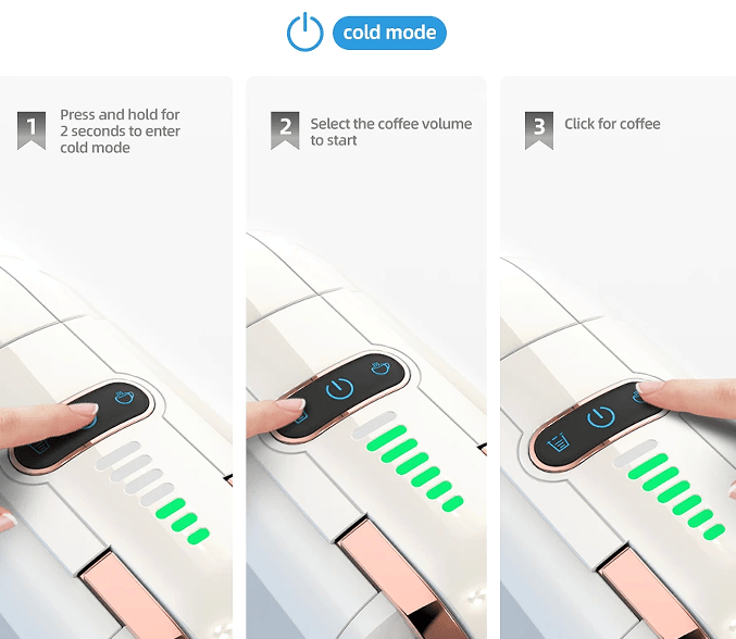 PSH2B-BK (ST514K) 5-in-1 automatic espresso machine with water level line, capsule coffee machine 19Bar hot and cold extract French Mocha Italian 600L water tank espresso, Touch Sense 1450W Kcup cap