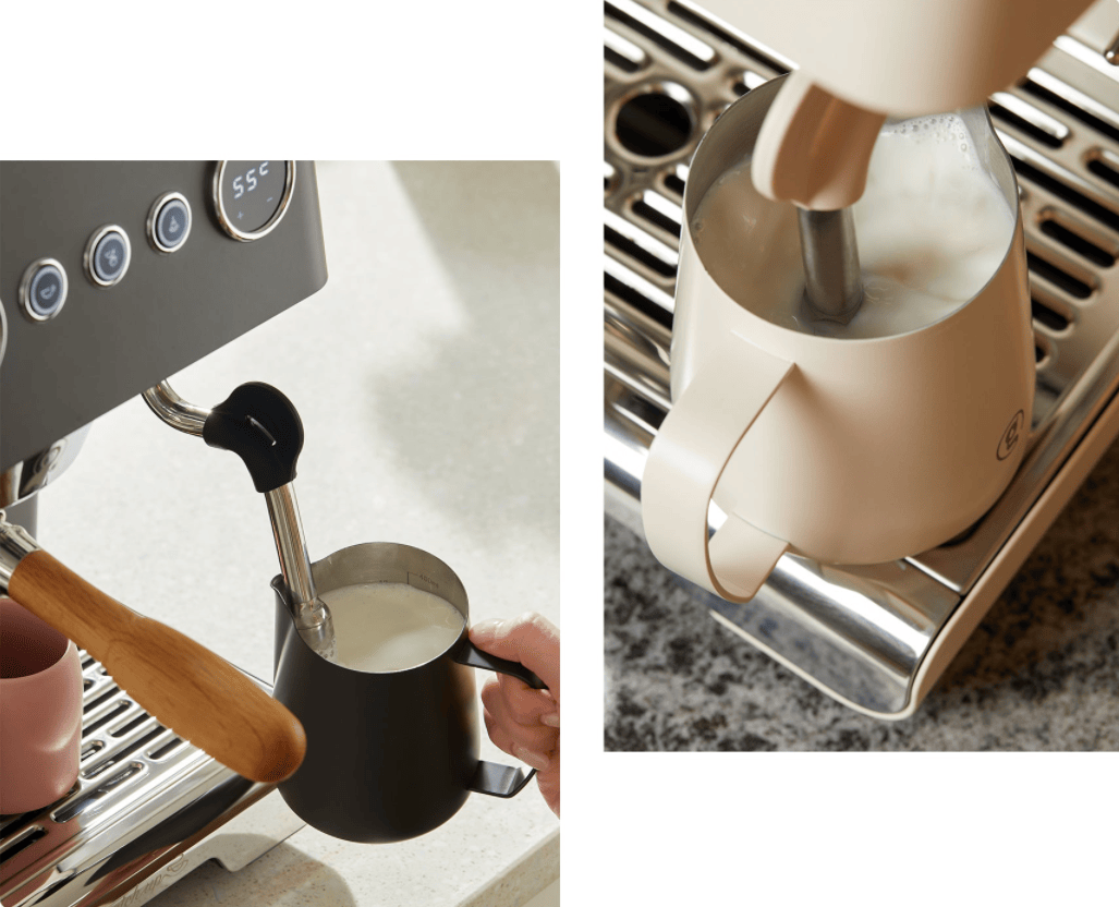 PSG3028A American-style espresso machine, semi-automatic coffee maker with 1450W power and 15Bar espresso extraction. Features ULKA high-pressure pump, 1.7L water tank, ivory white finish, steam mil