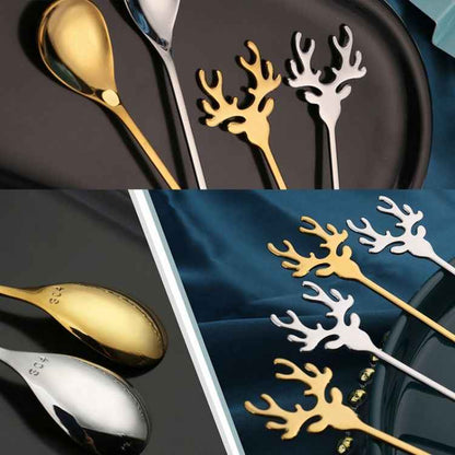 4pcs Pack Christmas Deer Stirring Spoon Coffee Dessert Scoop
