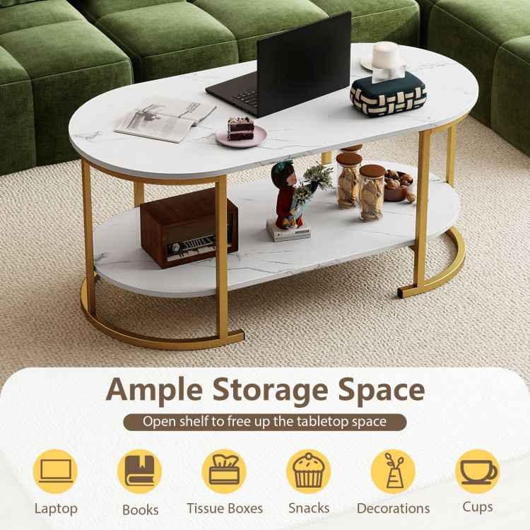 Table with Spacious Tabletop and Open Storage Shelf