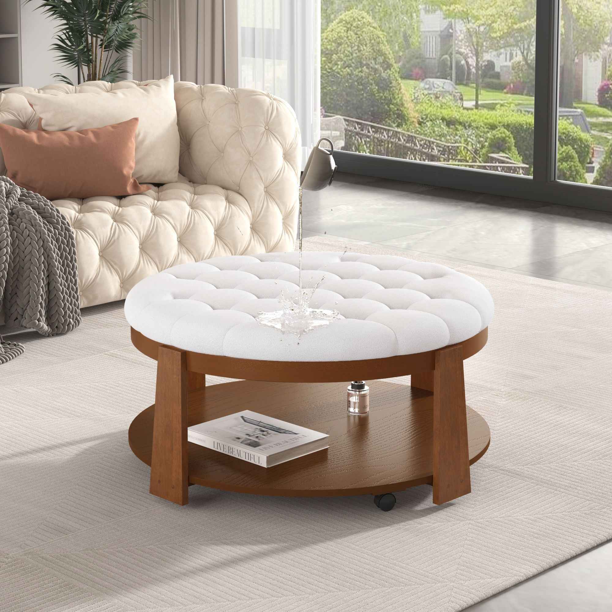 Modern Large Round Ottoman Coffee Table
