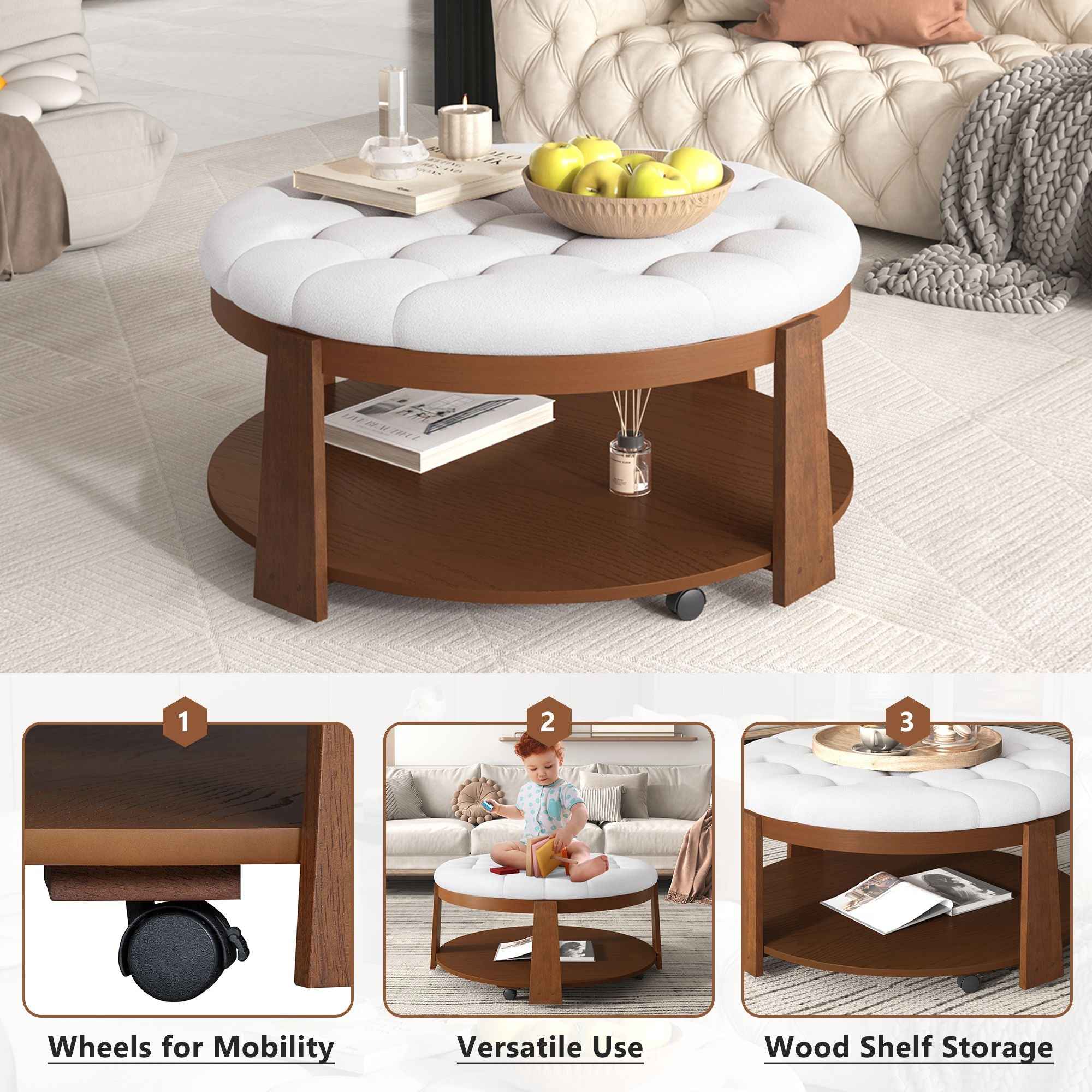Modern Large Round Ottoman Coffee Table