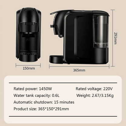 PSST511 Multi-function capsule coffee machine fully automatic capsule coffee 3in1 Nespresso, Dolce Gusto, coffee powder