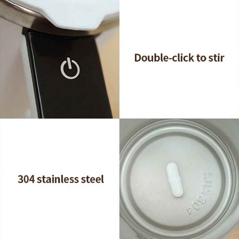 Stainless Steel Self-Stirring Coffee Cup with LED Digital Display