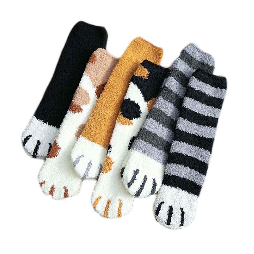  Cute Colorful Cat Claw Design Plush Cozy Slipper Sock