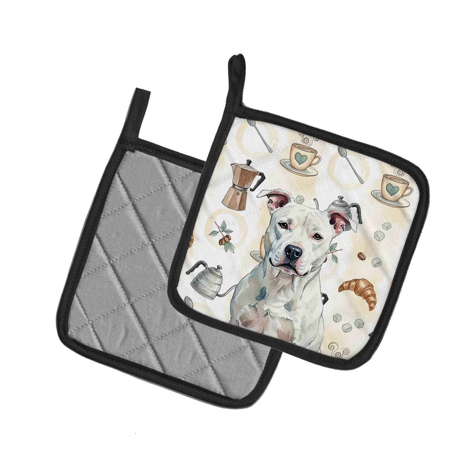 White American Staffordshire Terrier Coffee Bar Pair 