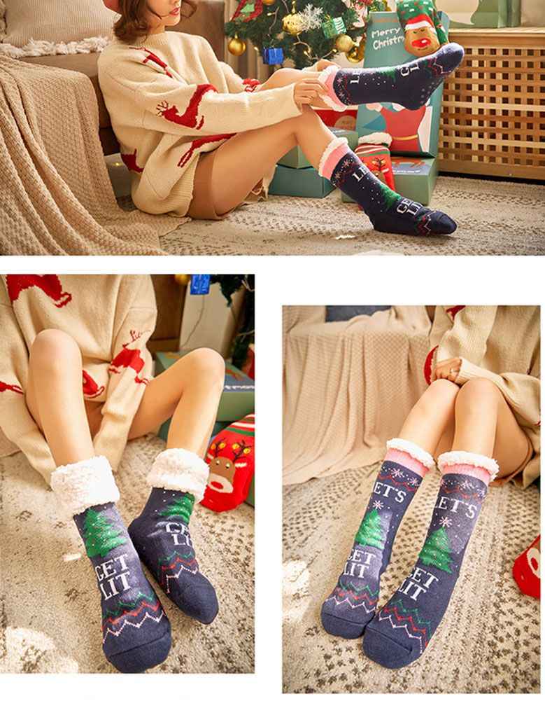 2 Pairs Thicken Knit Cozy Warm Fuzzy Slipper Socks
