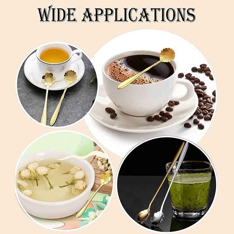 8Pcs Stainless Steel Flower Spoon Coffee Tea Spoon