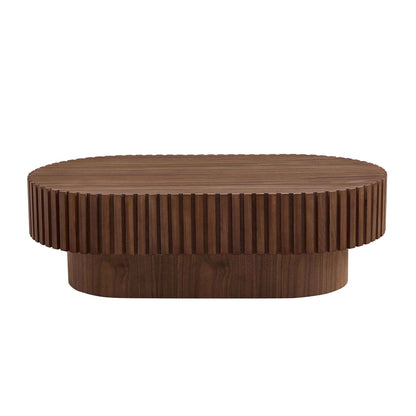 43.70 Inch Modern Handcraft Drum Coffee Table Oval Coffee Table for Living Room,Small Wooden Coffee Table with Sturdy Pedestal for Office
