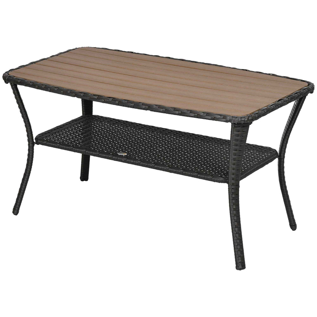 Outsunny Patio Rattan Coffee Table with Storage Shelf Wicker
