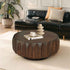 Round Solid Wood Carved Coffee Table with Elegant Sculptural
