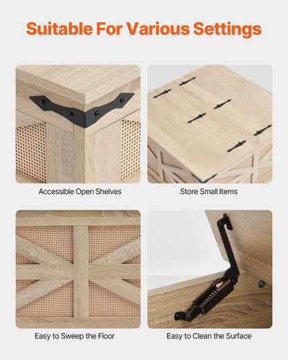 VEVOR Rattan Coffee Table Rectangle Rattan Coffee Table 2-Tier for Living Room