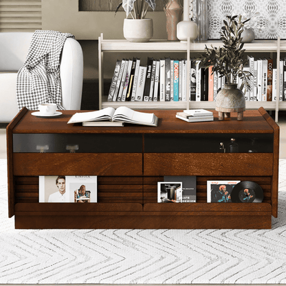 Modern Rectangle Coffee Table with 4 Drawers and 2 Display
