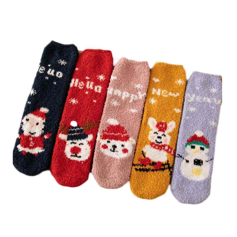 Cute Coral Fleece Christmas Socks Winter Home Warm Floor