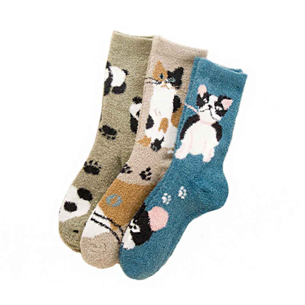 Cute Animal Pattern Cozy Warm Plush Slipper Socks