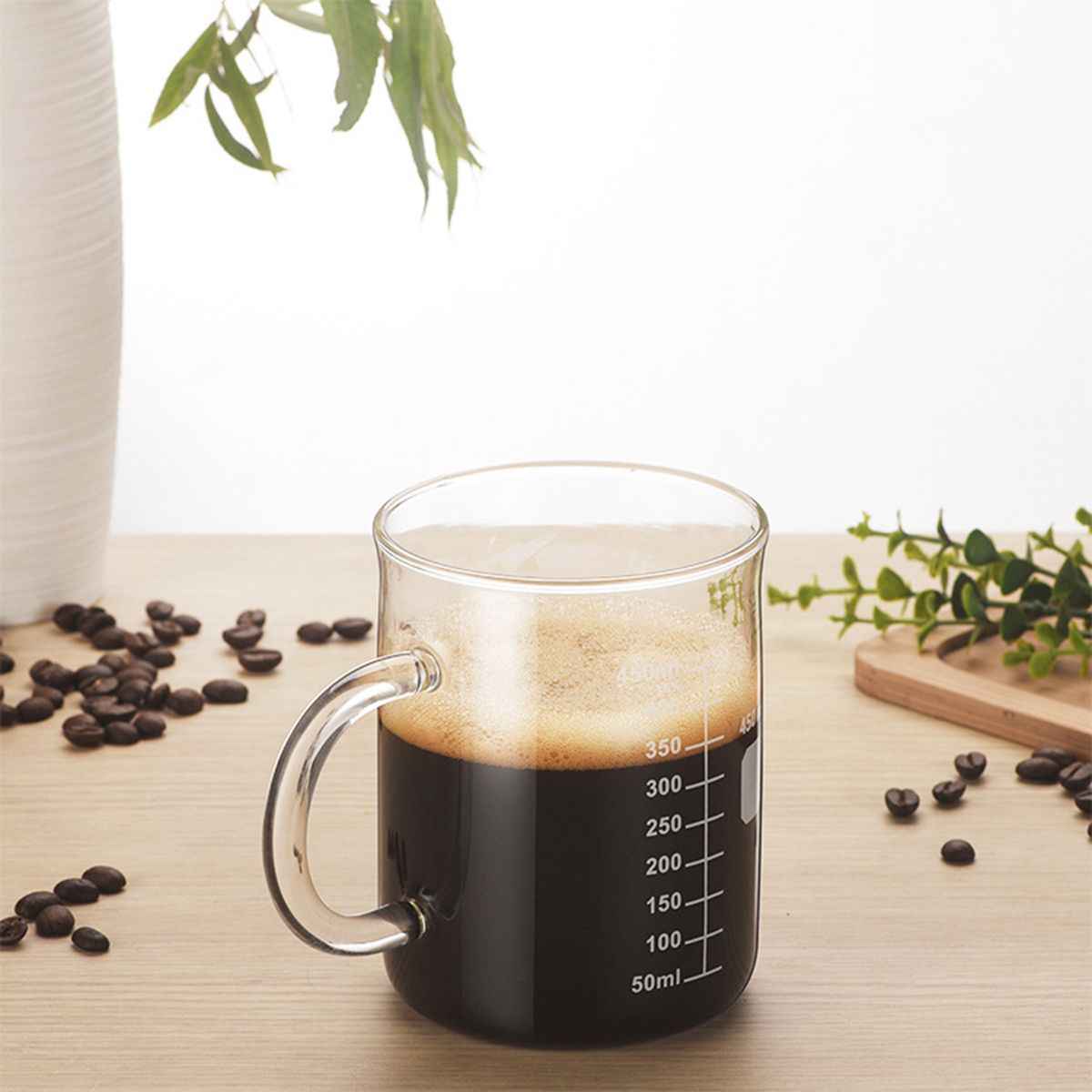 1 PCS Transparent tape with high borosilicate glass cup, coffee cup, coffee sharing cup with scale identification