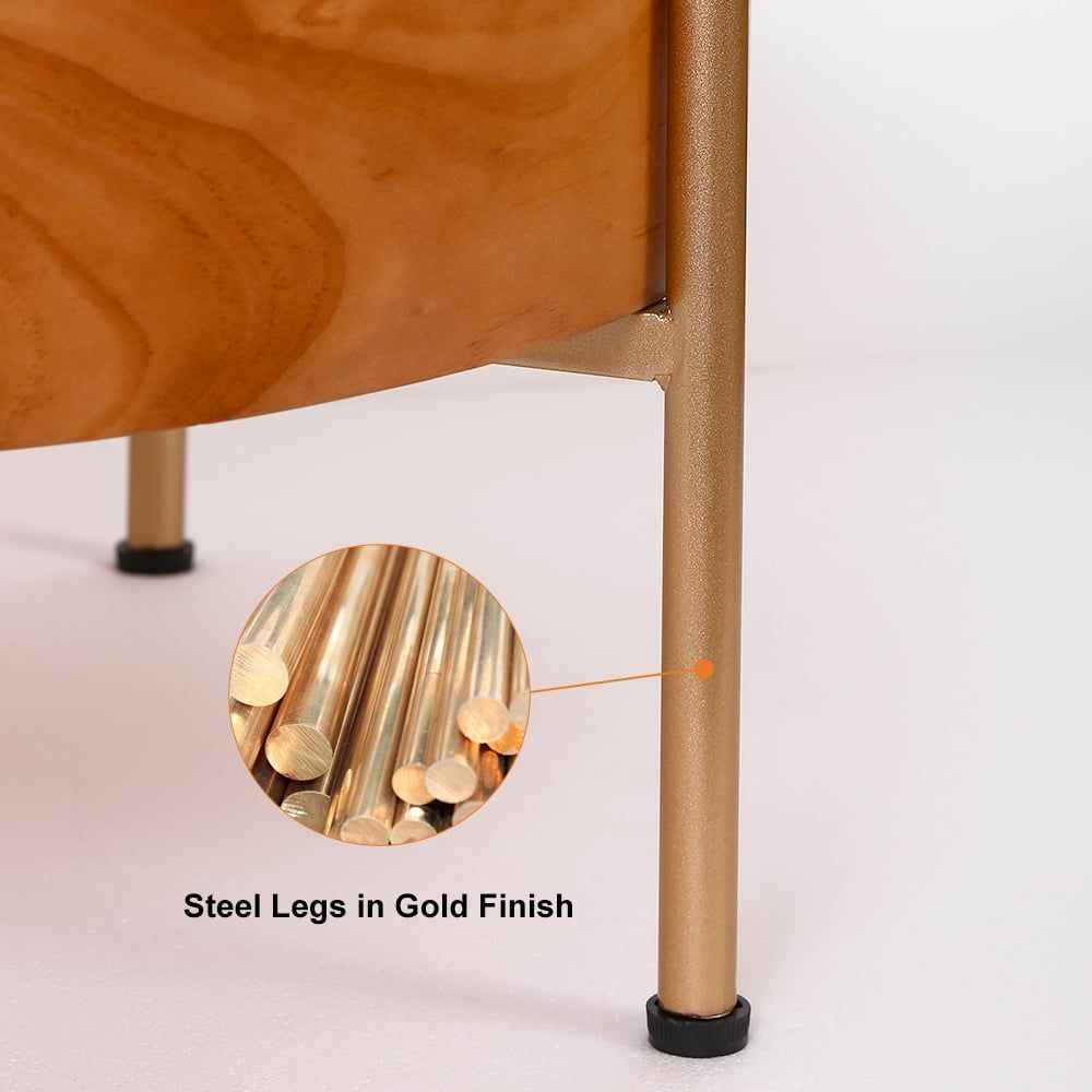 Rustic Round Coffee Table with Solid Wood Tabletop Metal Leg