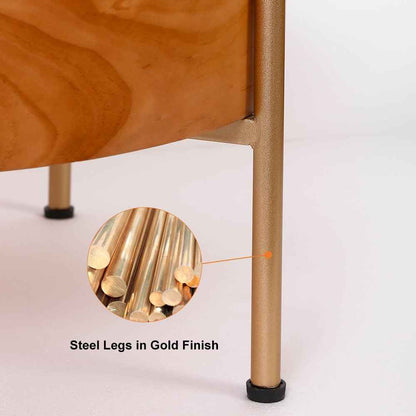 Rustic Round Coffee Table with Solid Wood Tabletop Metal Leg