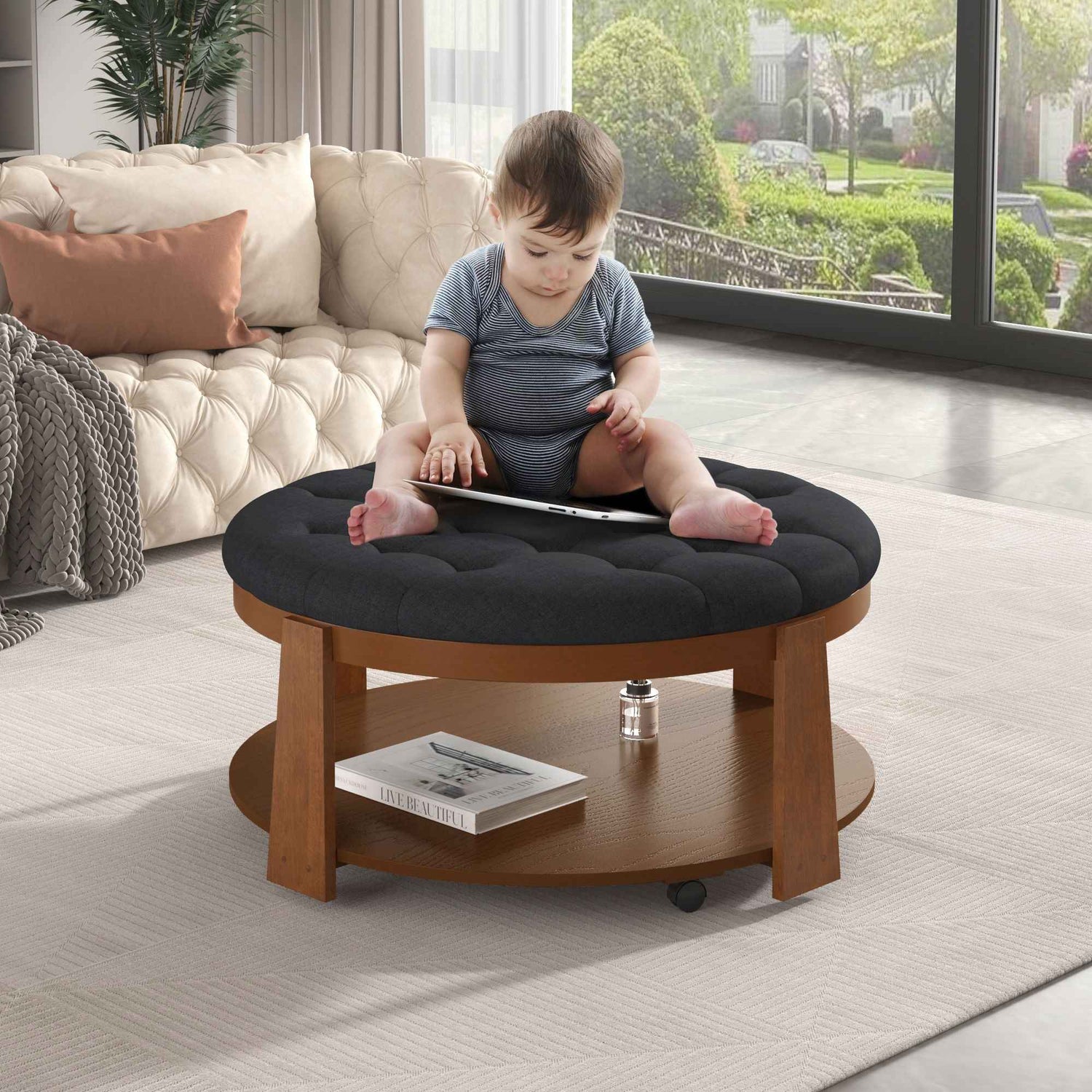 Modern Large Round Ottoman Coffee Table