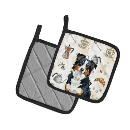 Black American Shepherd Coffee Bar Pair of Pot Holders Pair