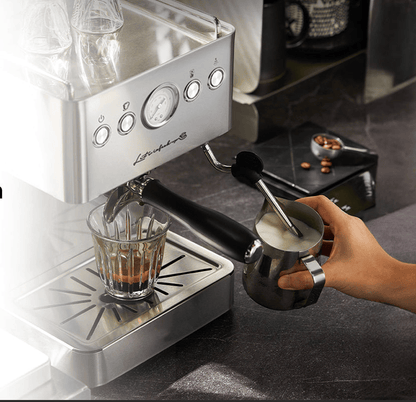 PSG3005H Semi-Automatic Coffee Machine 1500W Coffee Machine 15Bar Espresso Coffee ULKA High-Pressure Pump Extracts 1/2 Cup of Espresso Coffee Machine 1.7L Water Tank Steam Milk Foamer/Steam Stick Ele