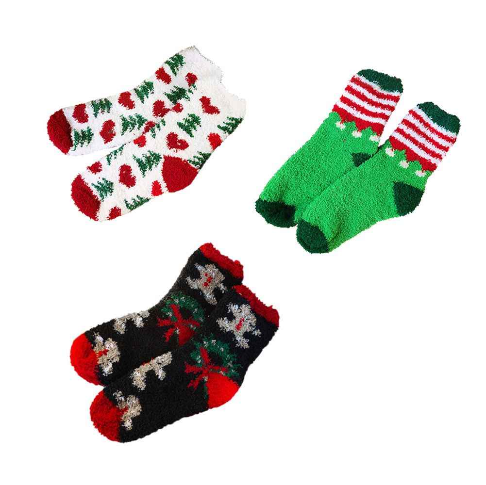 Christmas Tree Bear Cozy Warm Plush Slipper Socks