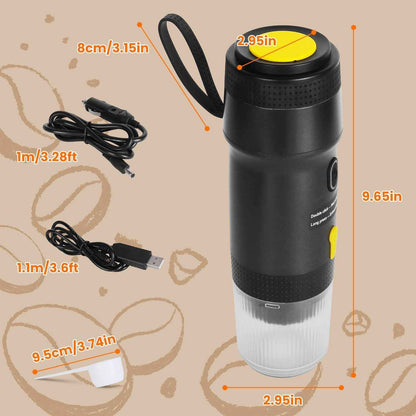 1Pc Portable Electric Espresso Machine Cordless Coffee Maker Self-Heating Car Espresso Maker with Anti-Dry Burn Fit for Ground Coffee/NS/DG Capsules for Car Camping Hiking RV Home Office