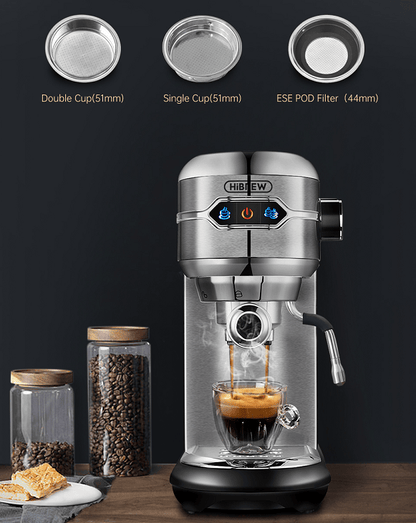 capsule + coffee powder + milk foam 3-in-1 semi-automatic coffee machine 19Bar extraction mocha Nestle espresso 1 cup / 2 cup, electronic button powder hammer 51mm touch sensing 1450W steam