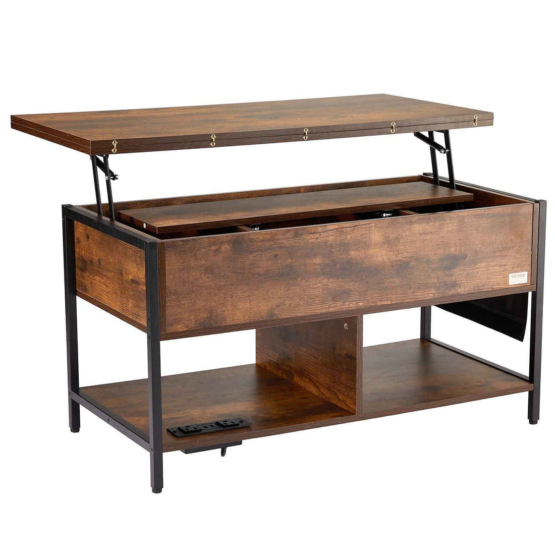 Table 39. Rectangle Coffee Table with Light & USB Brown