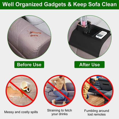 Couch Arm Cup Holder Tray Anti-spill Anti-slip Silicone Armrest Remote Snack Organizer for Coffee Cups Beer Bottles Cans