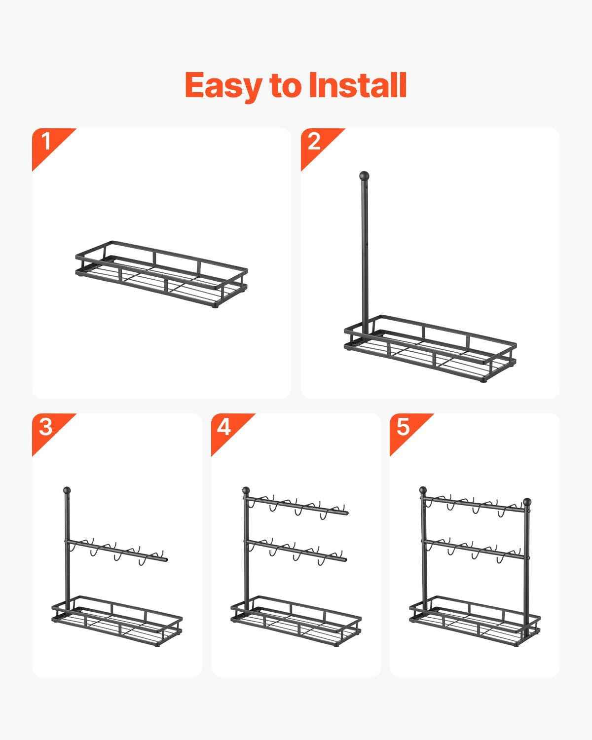 Coffee Mug Holder for Countertop 16 Hooks Cup Rack with Storage Base Organizer