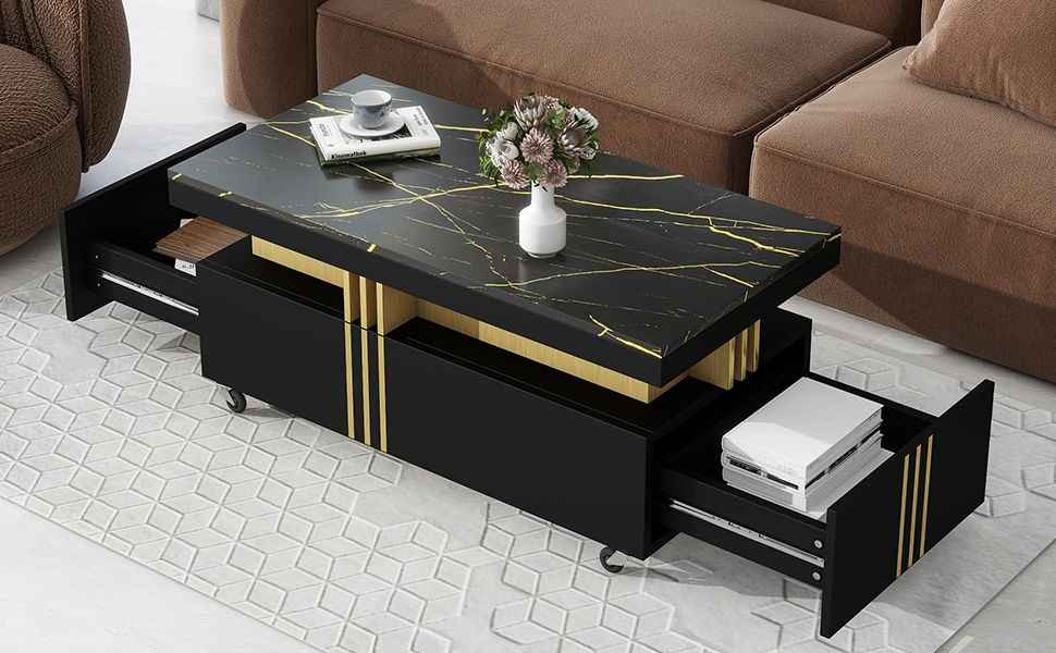 TREND Contemporary Coffee Table with Faux Marble Top 